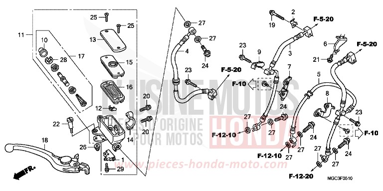 MAITRE-CYLINDRE FREIN AV. (CB1100A) de CB1100 ABS GRAPHITE BLACK (NHB01) 2013